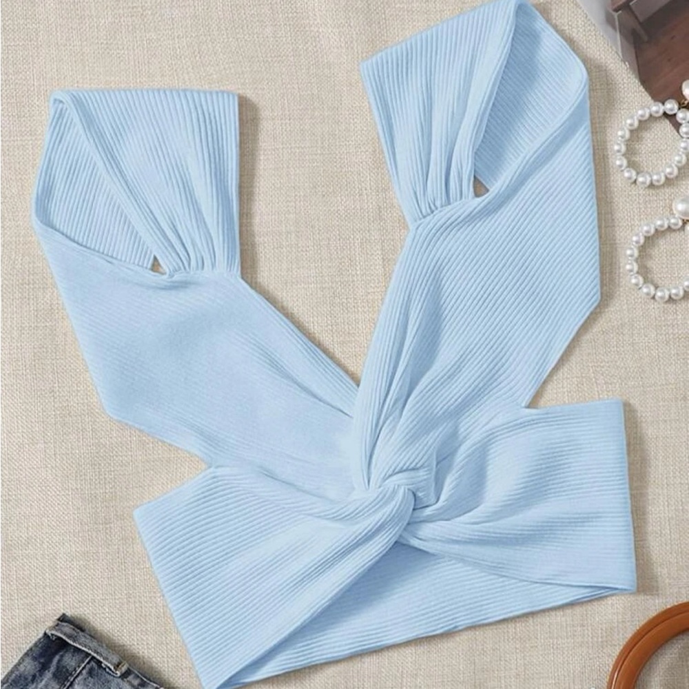 Shein Twist Front Open Back Crop Top